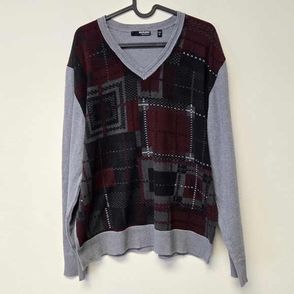 Murano Liquid Luxury Print Sweater Gray Red XL - Picture 1 of 5